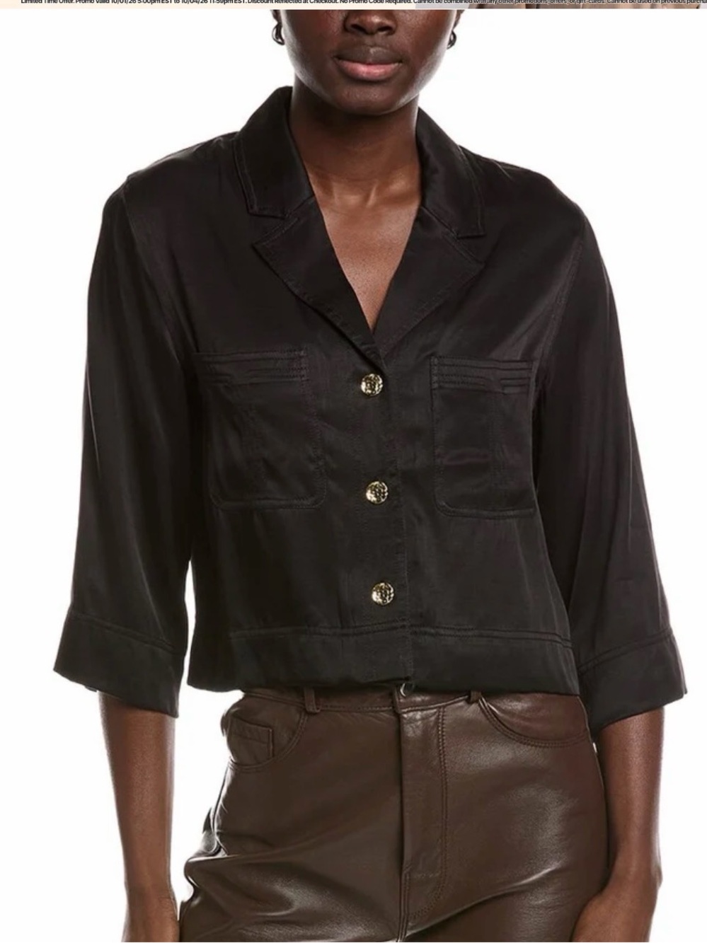 GANNI washed satin cropped shirt